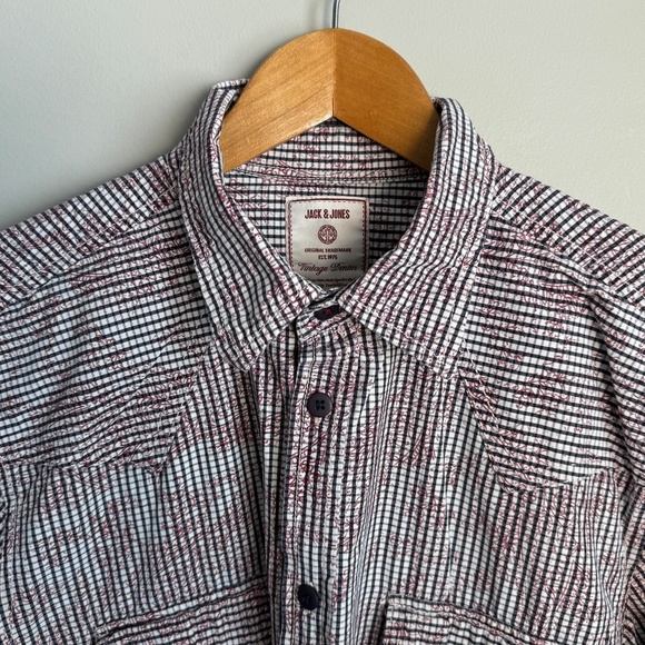 Jack & Jones Vintage Denim Men's Long Sleeve Button Up Shirt Size X-Large Check - Picture 5 of 13